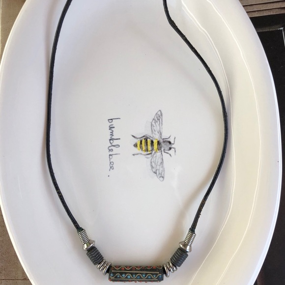 Leather Necklace with Mixed Hardware - Picture 2 of 3